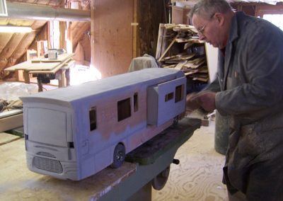 Fred working on the motorhome model.