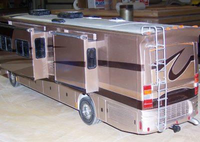 A rear view of the model motorhome.