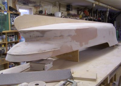 The planked hull of the Olympus model.