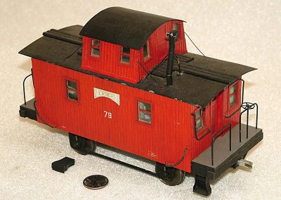 The exterior of the Bobber caboose.