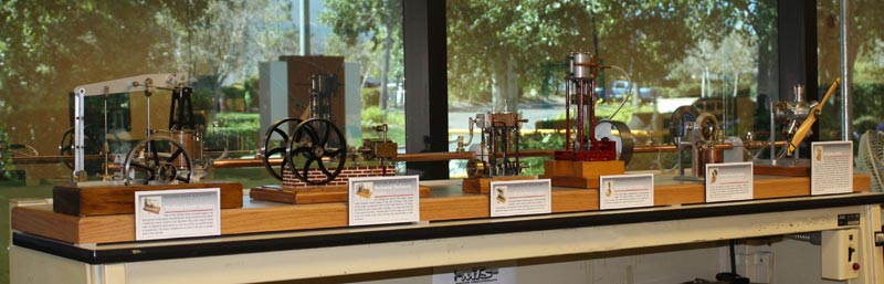 Several of Rudy's steam engines on display at the Craftsmanship Museum.