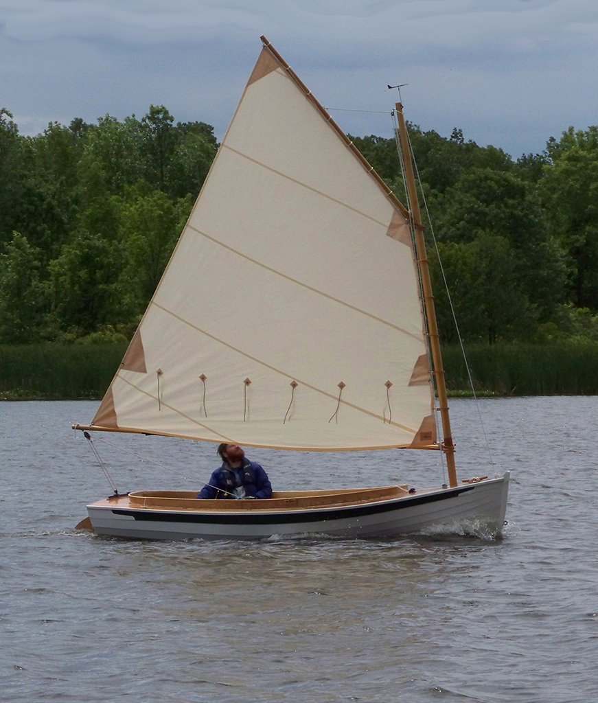 Chris sailing in his full-size Catboat.