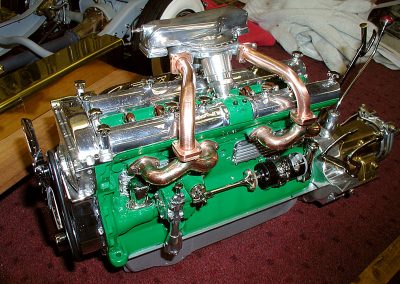 The manifold is mounted for fitting on the engine.