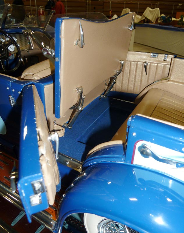 A closer look at the interior details of the finished Duesenberg.