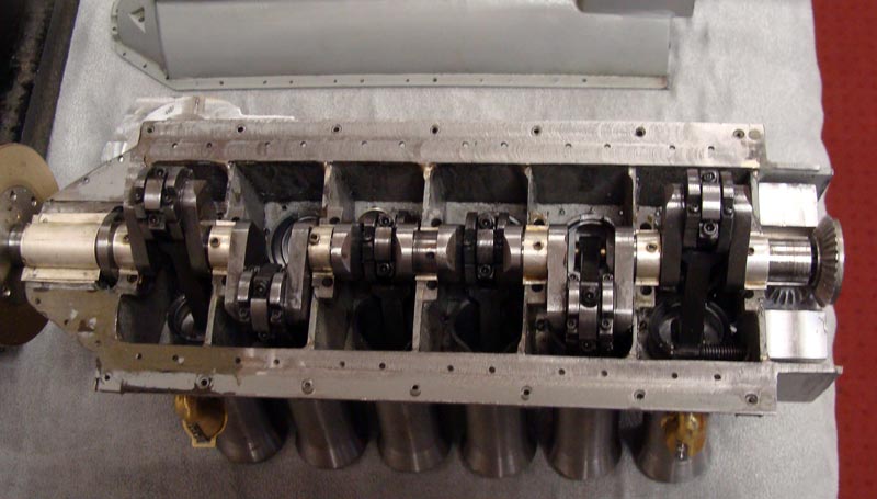 A peek inside one of Lou's Liberty V-12 engines.