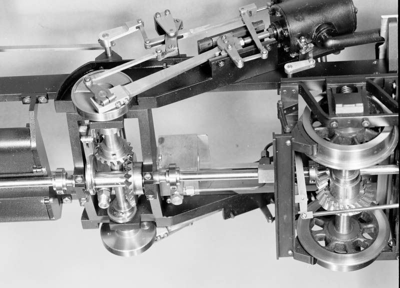 The driving mechanism for Kozo’s scale model Climax locomotive. 