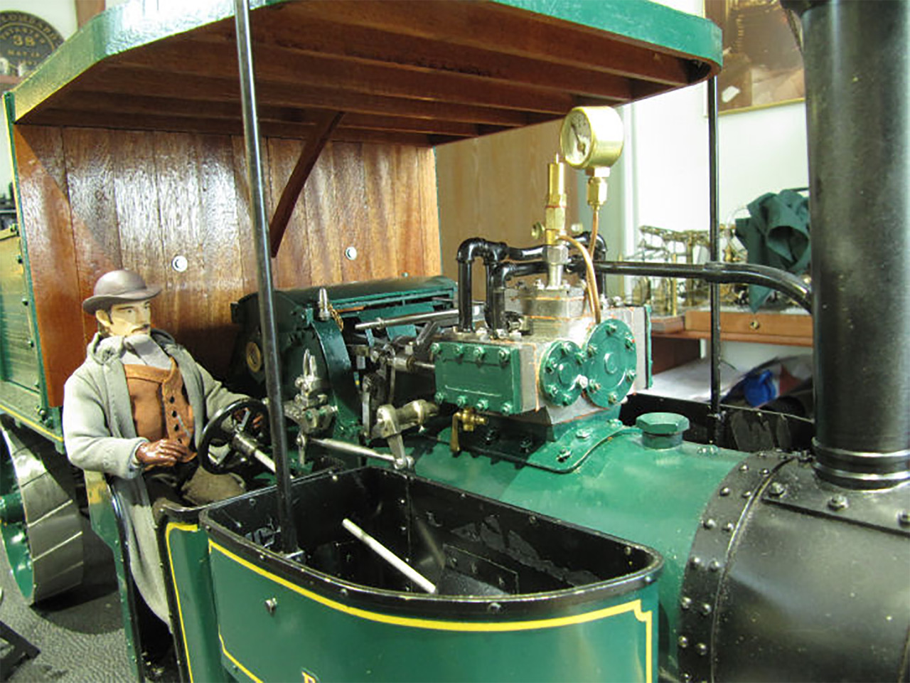 A close-up of the steam wagon cab.