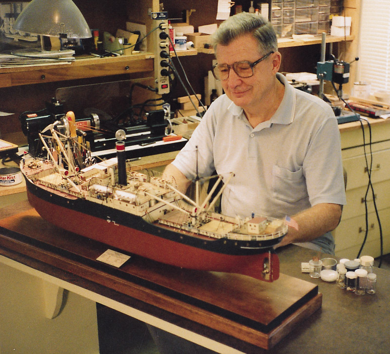 Phil Mattson with his model of the Pacific Star.