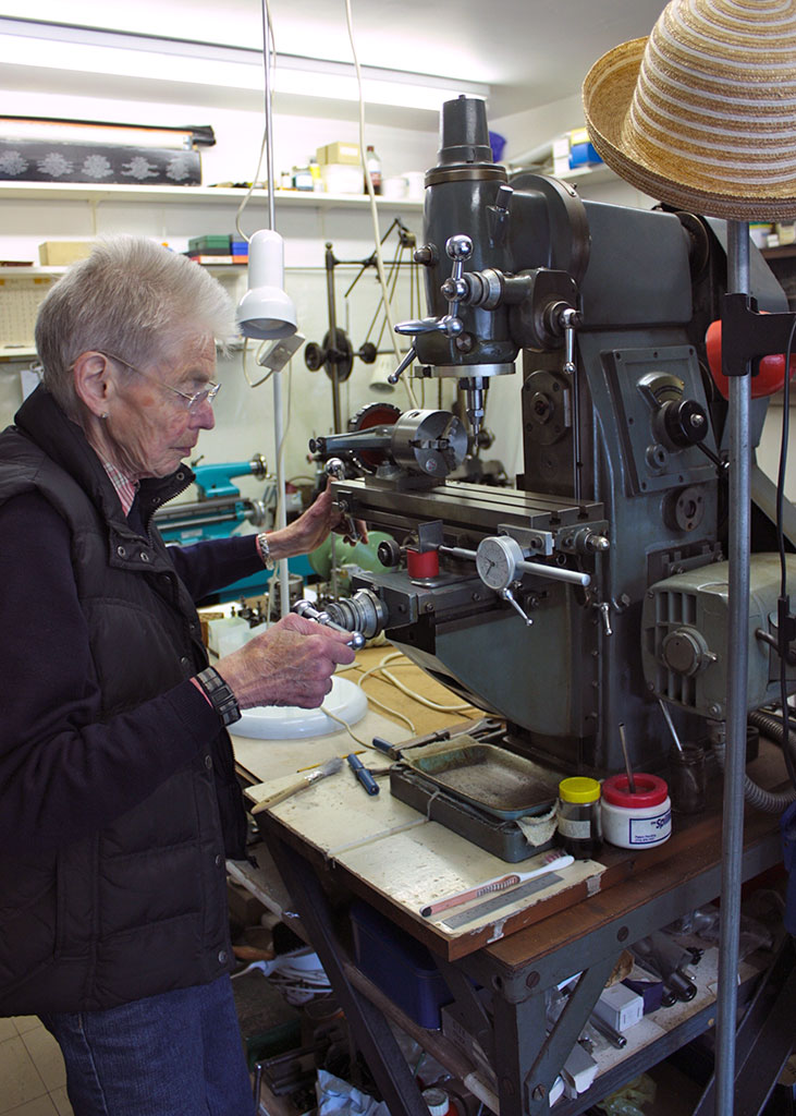 Cherry Hill at work in her home shop in 2014. 