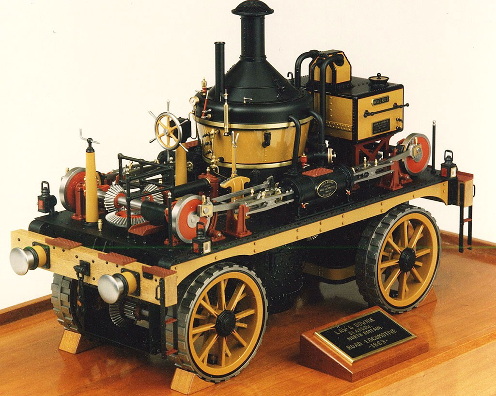 Cherry's scale model of an 1863 Law & Downie road locomotive. 
