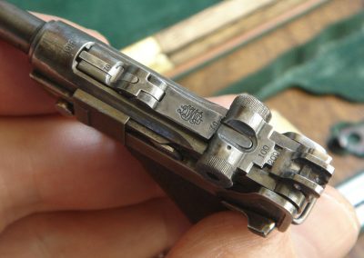 A top view of the miniature Luger.