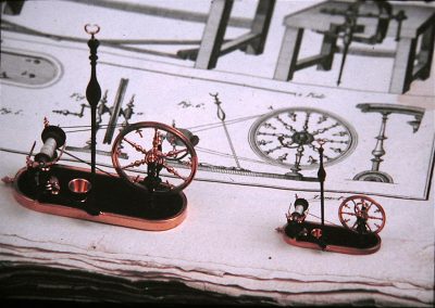 Miniature French silk spinning wheels.