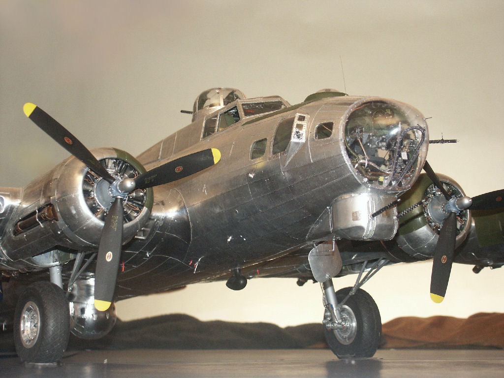 A low angle of Guillermo's model B-17. 