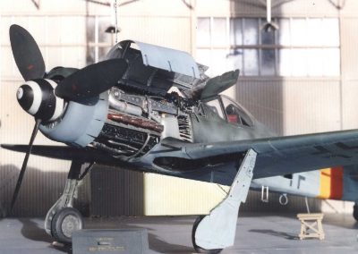 The finished Fw 190D sits in a hangar.