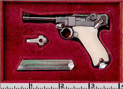 David's miniagture P.08 Luger with ivory grips. 