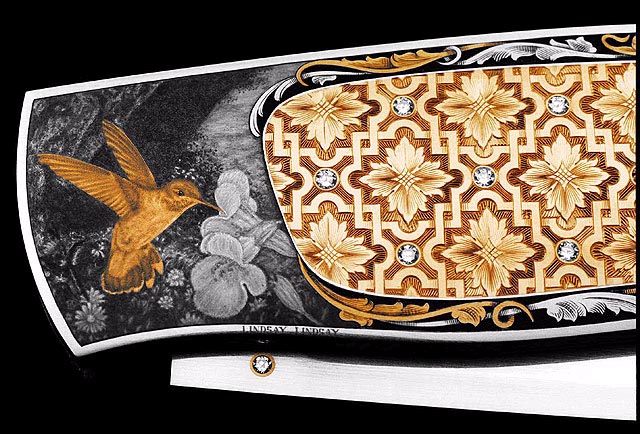 This remarkable knife was crafted by Frank Lindsay and engraved by Steve. 