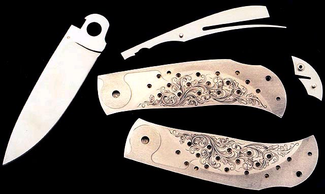 The disassembled Lindsay-Lindsay #4 knife. 