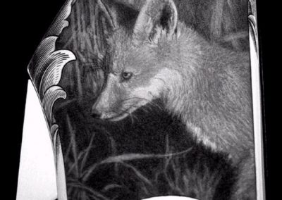 A close look at Steve's fox engraving.