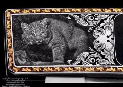 A close look at Steve's bobcat engraving.