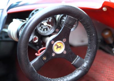 A close-up of the Ferrari steering wheel.