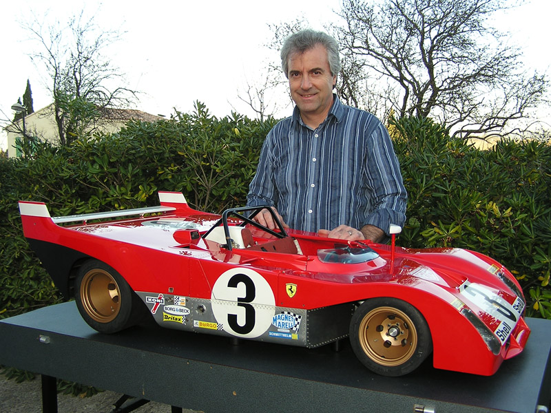 Pierre Scerri stands behind his magnificent 1/3 scale Ferrari 312 PB.