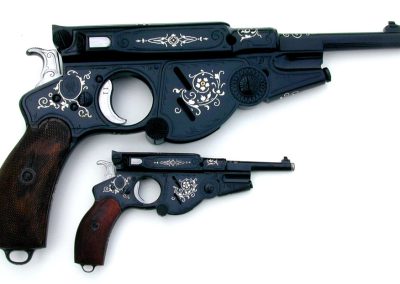 Roger's full-size and 1/2 scale Bergmann pistols.