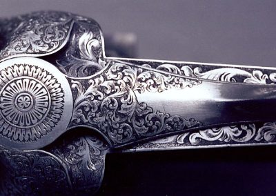 A close-up view of the top of the Perazzi.