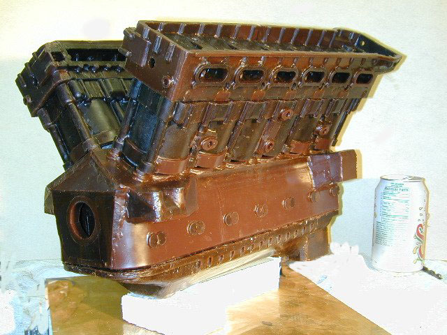 The wax mold used to cast a metal block for Roger's scale Merlin engine.