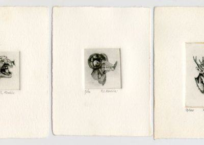 Tiny intaglio prints made by Roger.