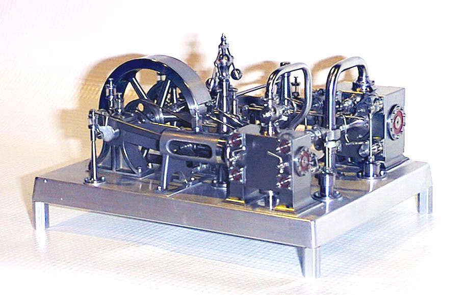 A miniature compound Corliss steam engine. 