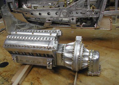The partially completed engine before installation.