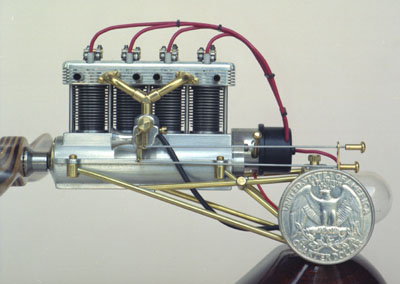 A side view of this miniature engine gives a better idea of the fine workmanship in each piece.