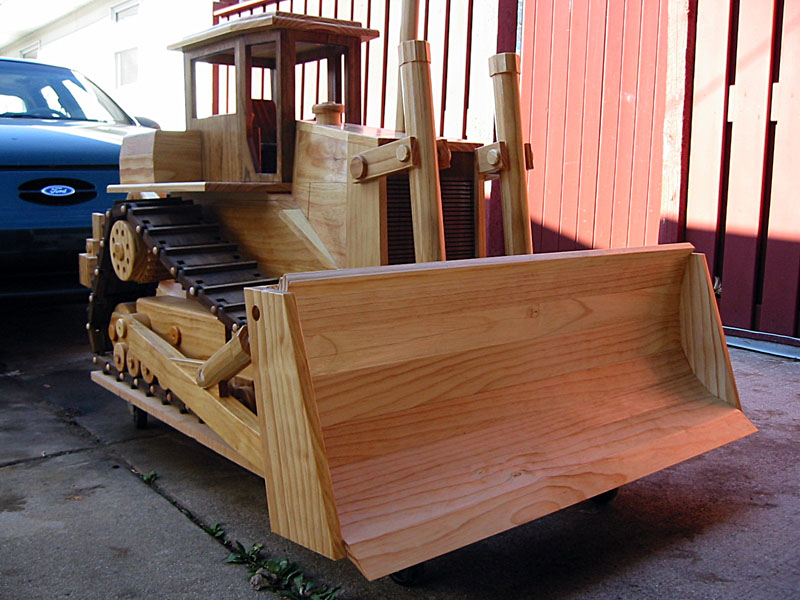 Chuck's scale model wooden bulldozer. 