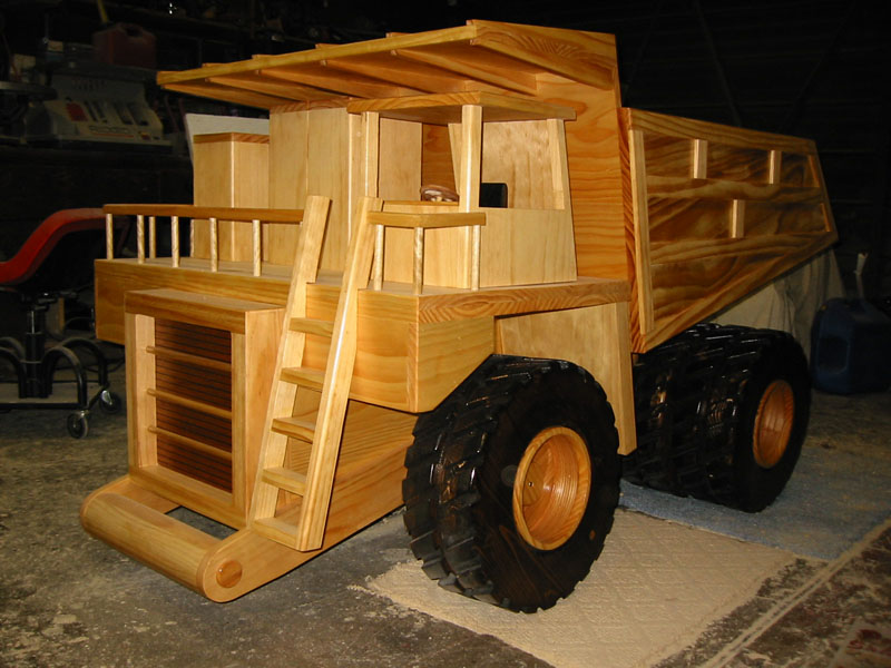 Although it’s technically a scale model, this wooden mining truck is enormous. 