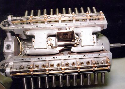 The finished scale model V-12 engine.