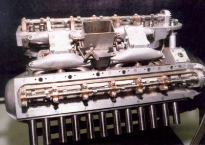 The finished scale model V-12 engine.