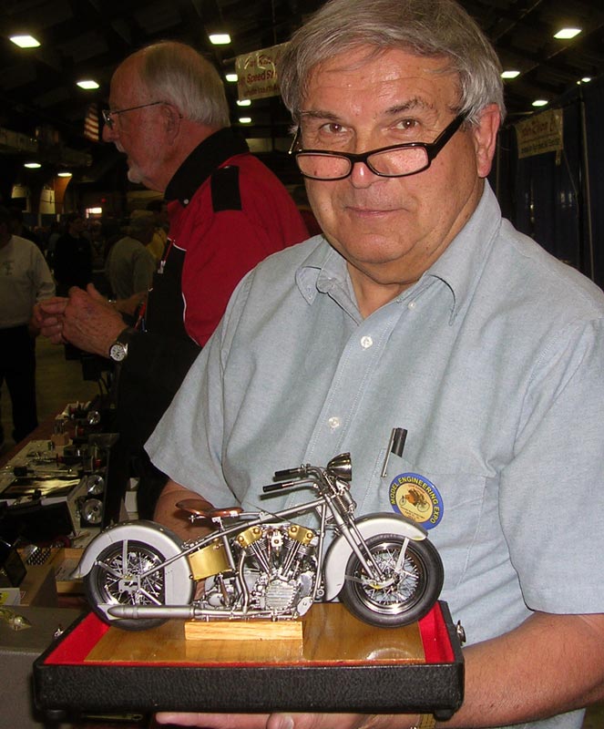Jerry with his 1/8 scale Harley-Davidson motorcycle.