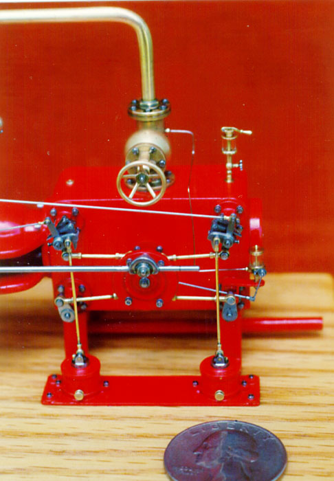 A close-up of the 1/30 scale Corliss engine.