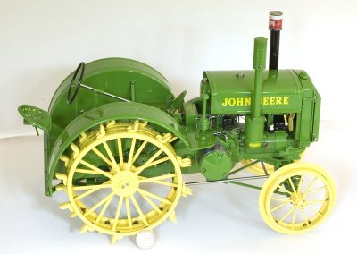 Jerry's painted scale model John Deere tractor.