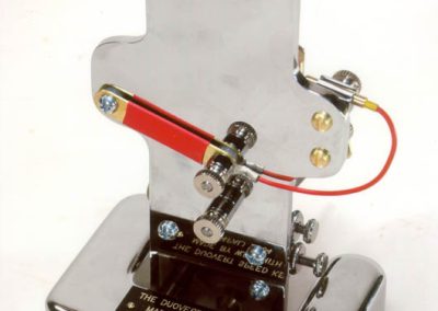 A rear view of William's Duovert telegraph key.