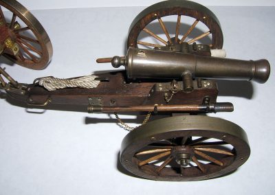 A side view of the Civil War cannon.