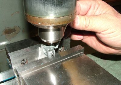Lapping a helical gear.