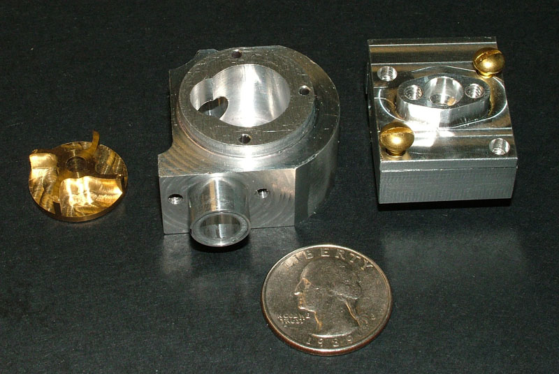 Robert’s water pump impeller, housing, and pump bracket.