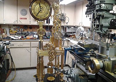 The brass clock sits in Germano's shop.