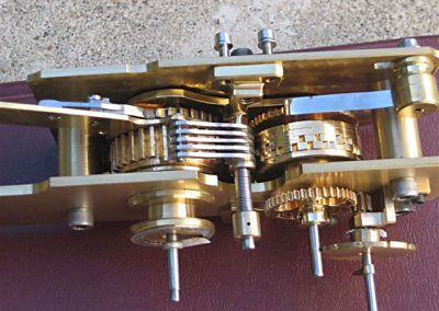 A portion of the clock mechanism.