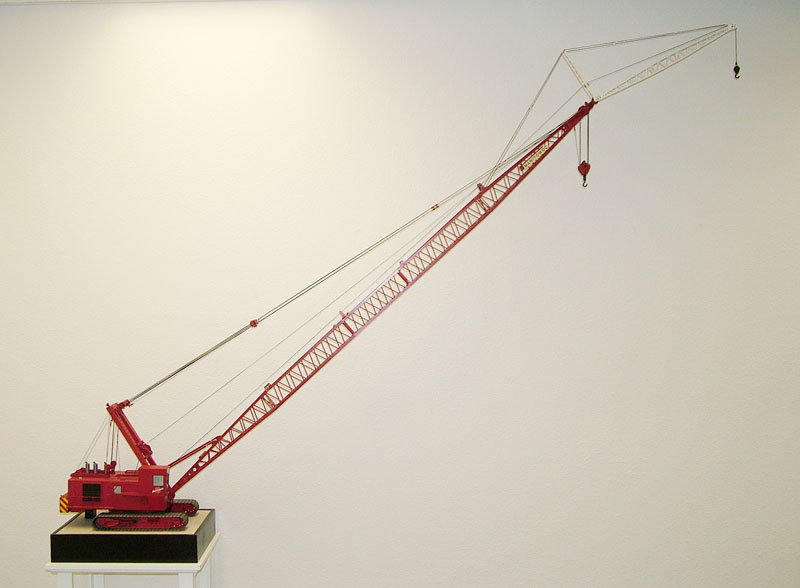 A full view of the model crane reveals its impressive reach.