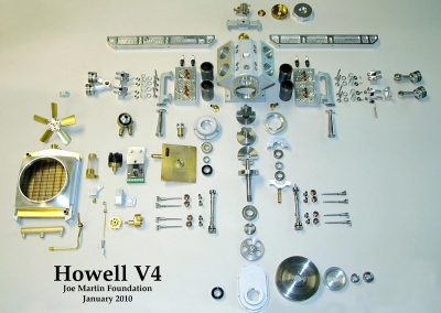 All of the parts for the Howell V-4 are laid out here prior to final assembly.