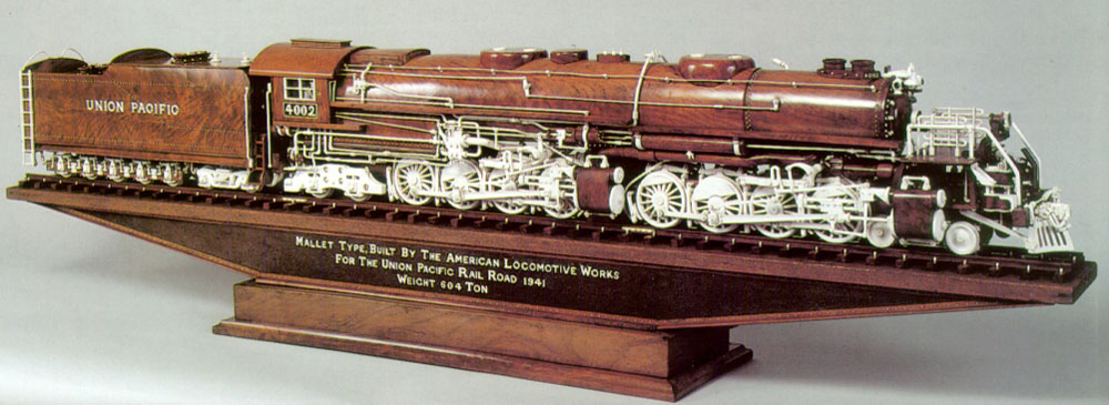 Mooney's Union Pacific Big Boy locomotive carving. 