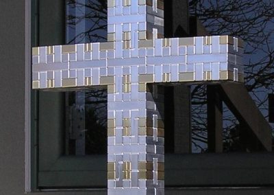 Made as a larger indoor display, this puzzle cross consists of over 200 pieces.