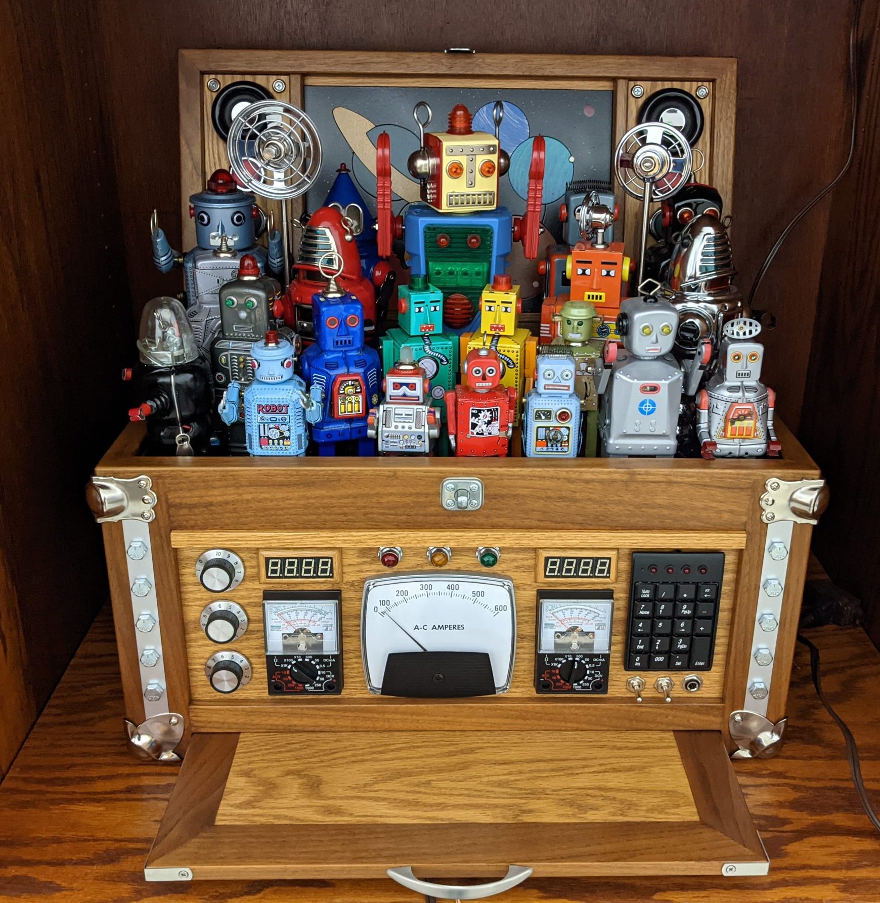 Ulysse Robot Music Box – Carillon In Legno Con Robot Magnetico E Navicella (melodia When You Wish Upon A Star)